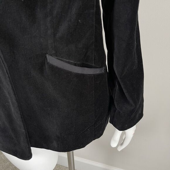 Cabi Black Velvet Tuxedo Blazer Jacket Women's L Business Party Preepy Gala - Picture 10 of 16